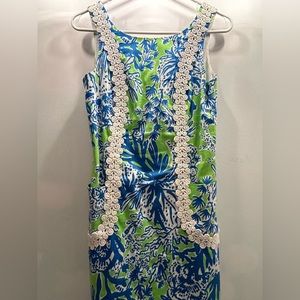 Lilly Pulitzer Dress in a Beautiful Green, White and Blue Pattern, Size 2